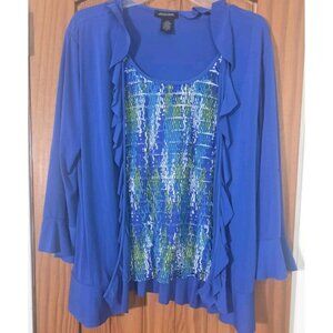 Notations Woman – BlueFloral Print Tunic w Attached Tank Top Size Lg. HL203